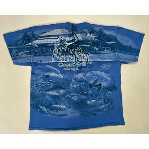 Black Point Ocean Grill Cutler Bay Florida Fish Graphic T-shirt Men XL Blue AOP